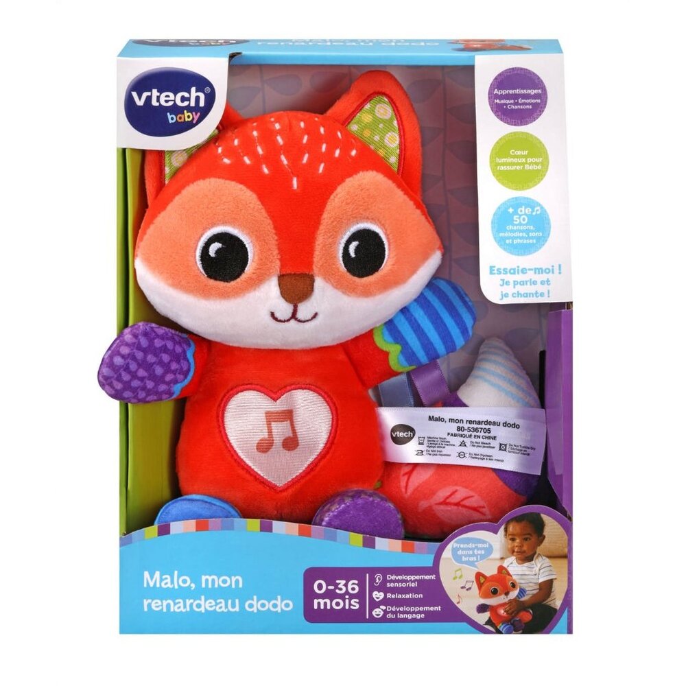 Vtech Baby Soothing Songs Fox Plush Musical Stuffed Animal-French-New In Box